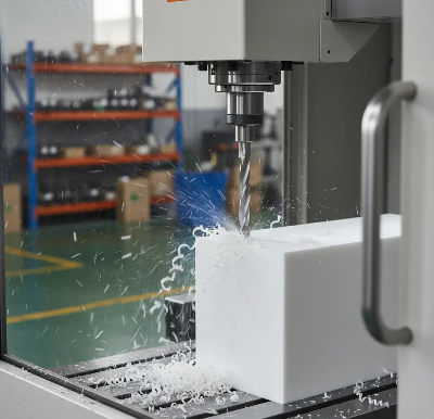 5-axis CNC milling process using heavy air blast to maintain POM dimension stability at Dazao Machinery 5-axis CNC milling process using heavy air blast to maintain POM dimension stability at Dazao Machinery
